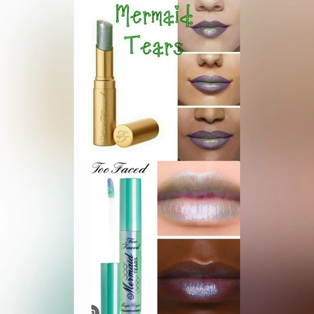 Too Faced Mermaid Tears Lip Topper and Lipstick Set